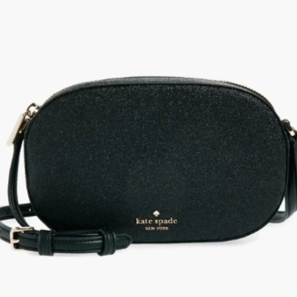 Kate Spade New York Black Glitter Oval Camera Crossbody Bag 🆕⌚📦🏃💨🚚